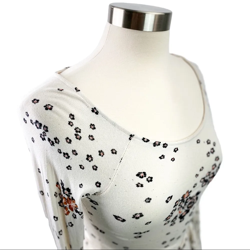 Free People NWT To The Tropics Bodycon Top - Cream Tea Floral Print, Size XS - Image 9