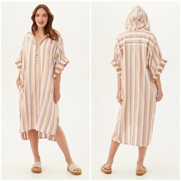 💕MR TURK by TRINA TURK💕 Robles Caftan ~ Zig Zag Stripe Gauze Shirting S/M NWT - Image 2