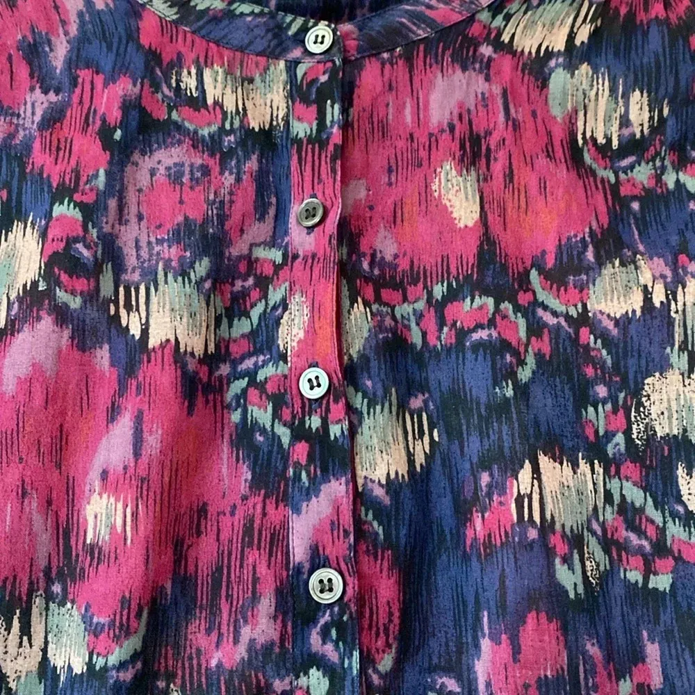 Isabel Marant Etoile Maria Brushstrokes Blouse‎ Abstract Floral Print Cotton Top - Image 7