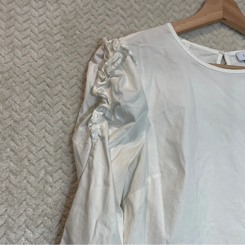 Kenar Cottagecore Womens White Ruffle Long Sleeve Casual Blouse Size Small - Image 5