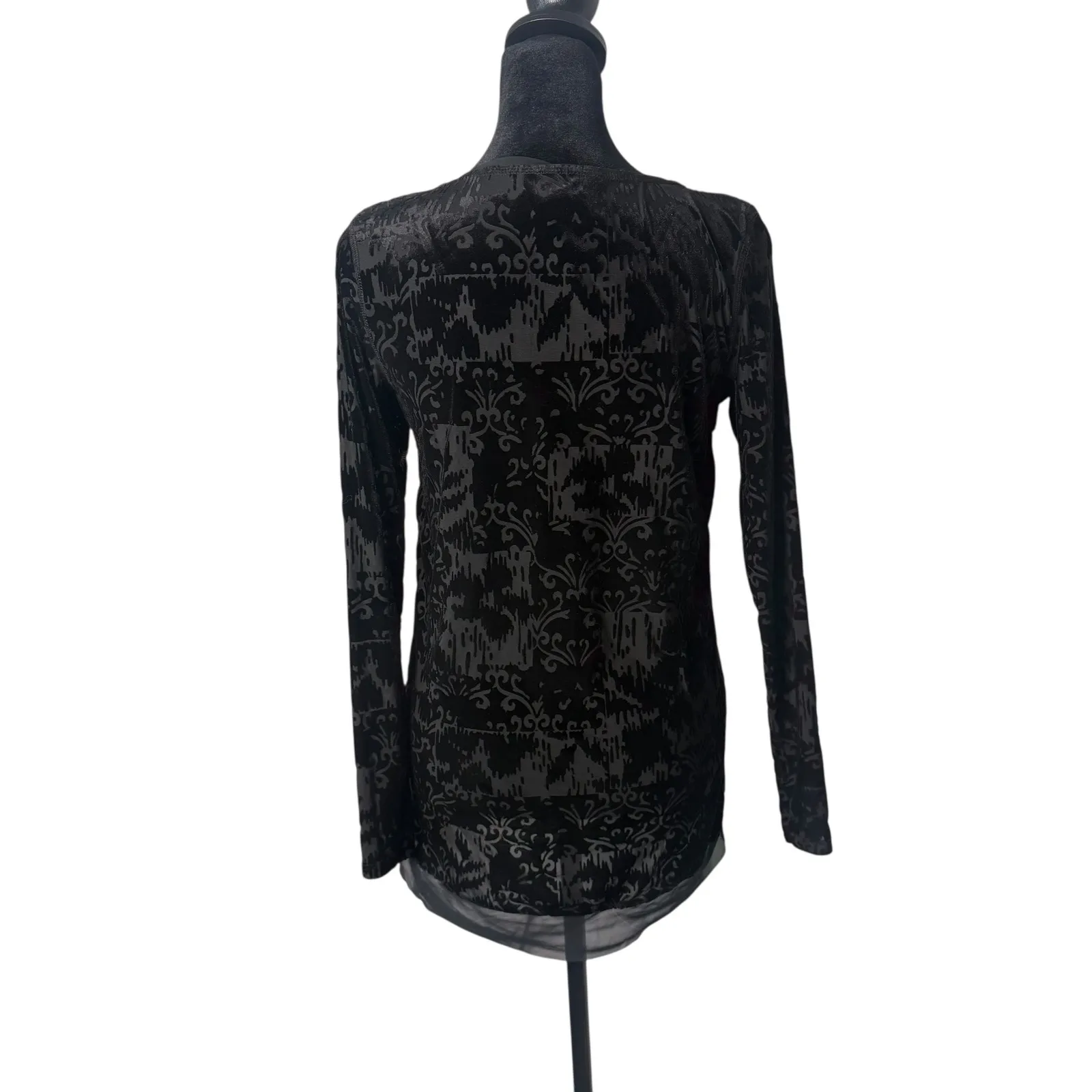 Simply Vera Wang Black Velvet Burnout Chiffon Hem‎ Size XS Petite Whimsigoth - Image 3