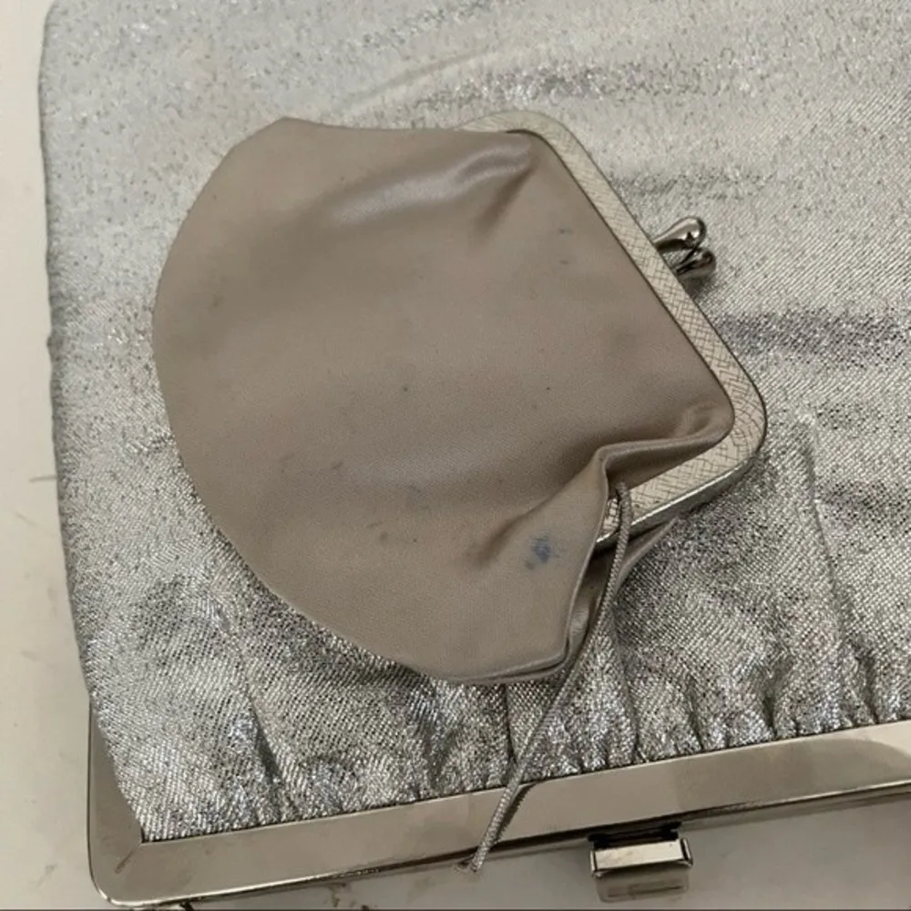 SILVER Evening Bag Long Or Short Chain Attached Change Purse - Image 4