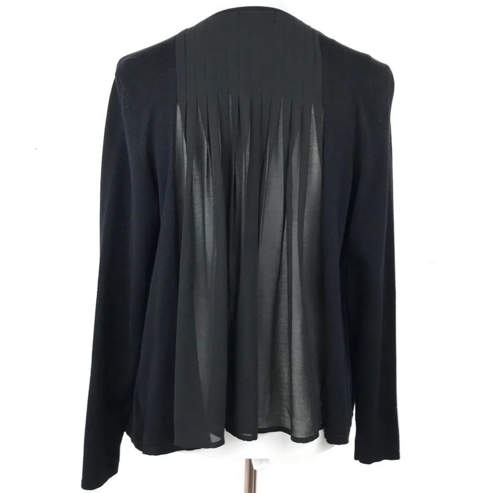 Thalia Sodi  Black Open Front Pleated Cardigan Sweater Medium - Image 4