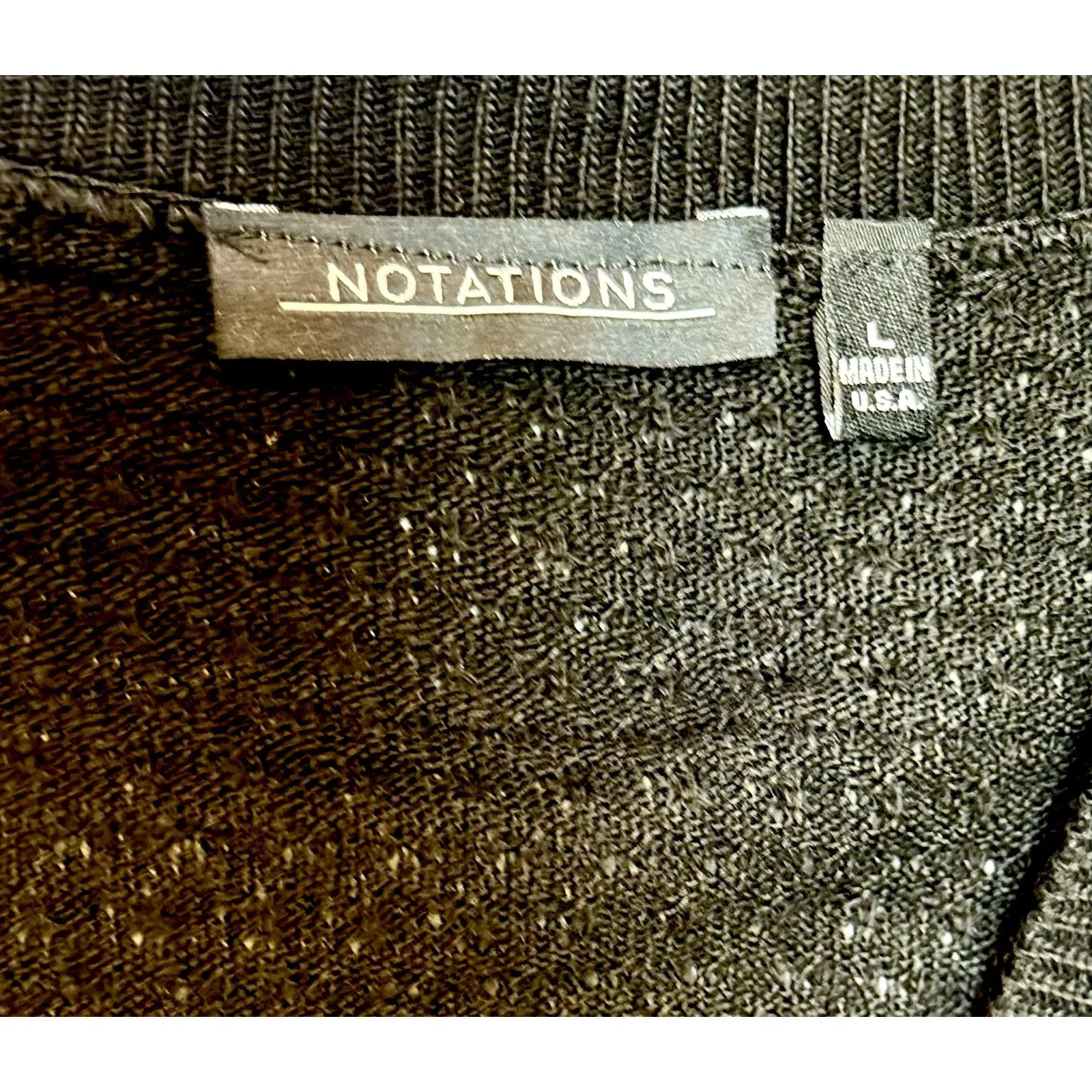 NOTATIONS Women's Shrug Large Short Sleeve Black Cardigan USA 100% Acrylic - Image 3
