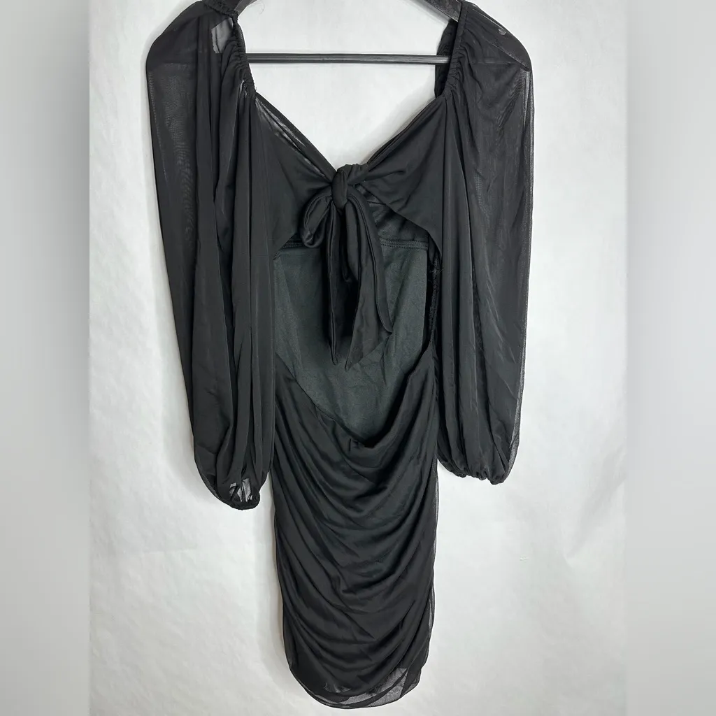 B Darlin Black Ruched Mesh Long Sleeve Bodycon Cut Out Mini Dress Size XL - Image 11