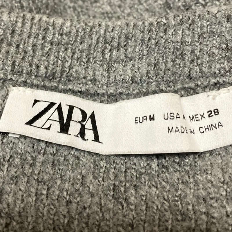 Zara Women's Gray Long Sleeve Ribbed Knit Button Up Cardigan Sweater Top Size M - Image 3
