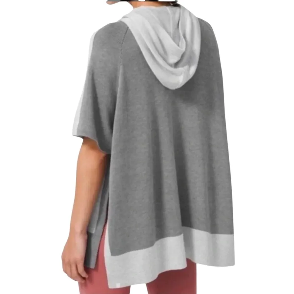 Lululemon Opened Up Hooded Poncho Heathered Gray Cashmere Blend Short Sleeve XS Size undefined - Image 2