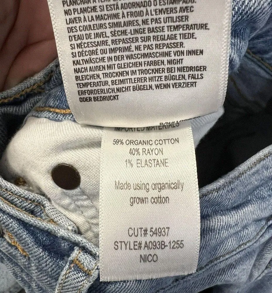 Agolde Sz 24 Nico High Rise Slim Jeans Button Fly Raw Hem - Image 6