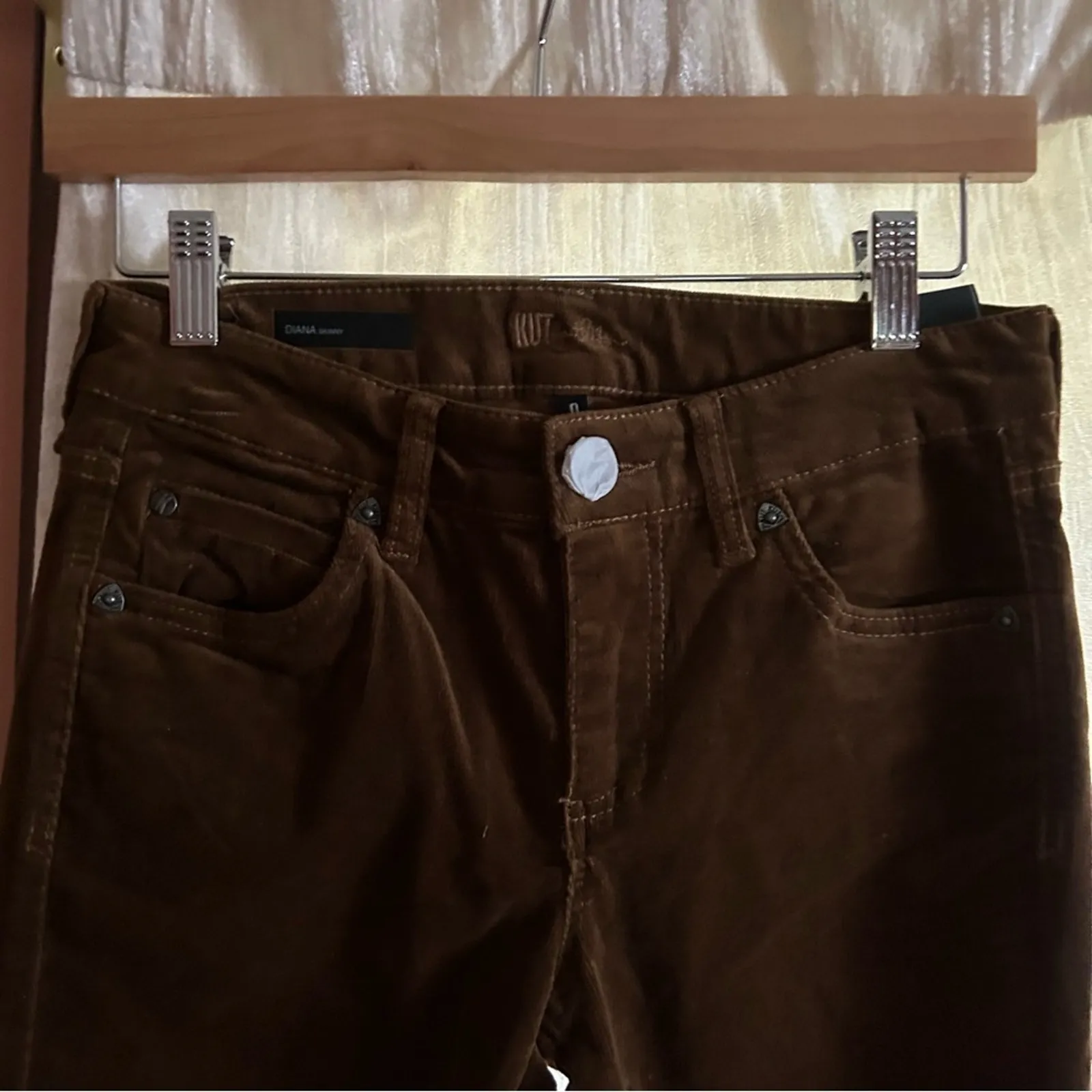 Kut from the Kloth Diana Stretch Skinny Corduroy Pants Brown NEW‎ Size 0 - Image 3
