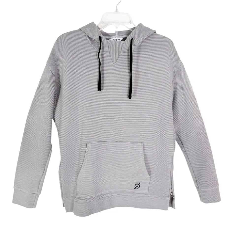 Peloton Oversized Ribbed Side Zip Hoodie Sweatshirt Gray Size M - Image 4