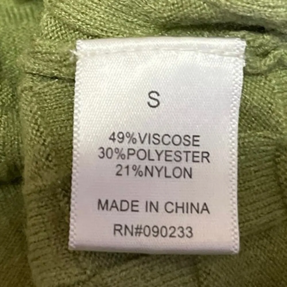 L.A. Heart Green Checker Stitch Mock Neck Long Sleeve Cropped Sweater Top Size S - Image 5