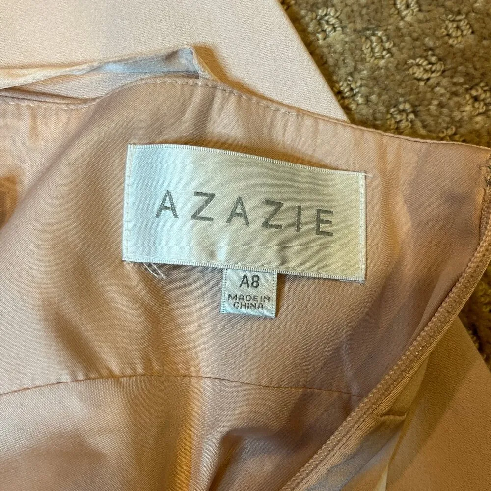 AZAZIE Clove English Rose Light Pink A-Line Pleated Stretch Satin Dress SZ 8 - Image 13