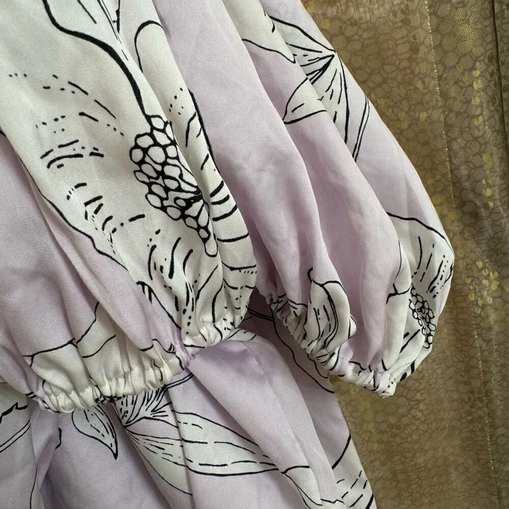 Victorias Secret Lilac White Floral Satin Pants Jumpsuit Medium NWOT - Image 5