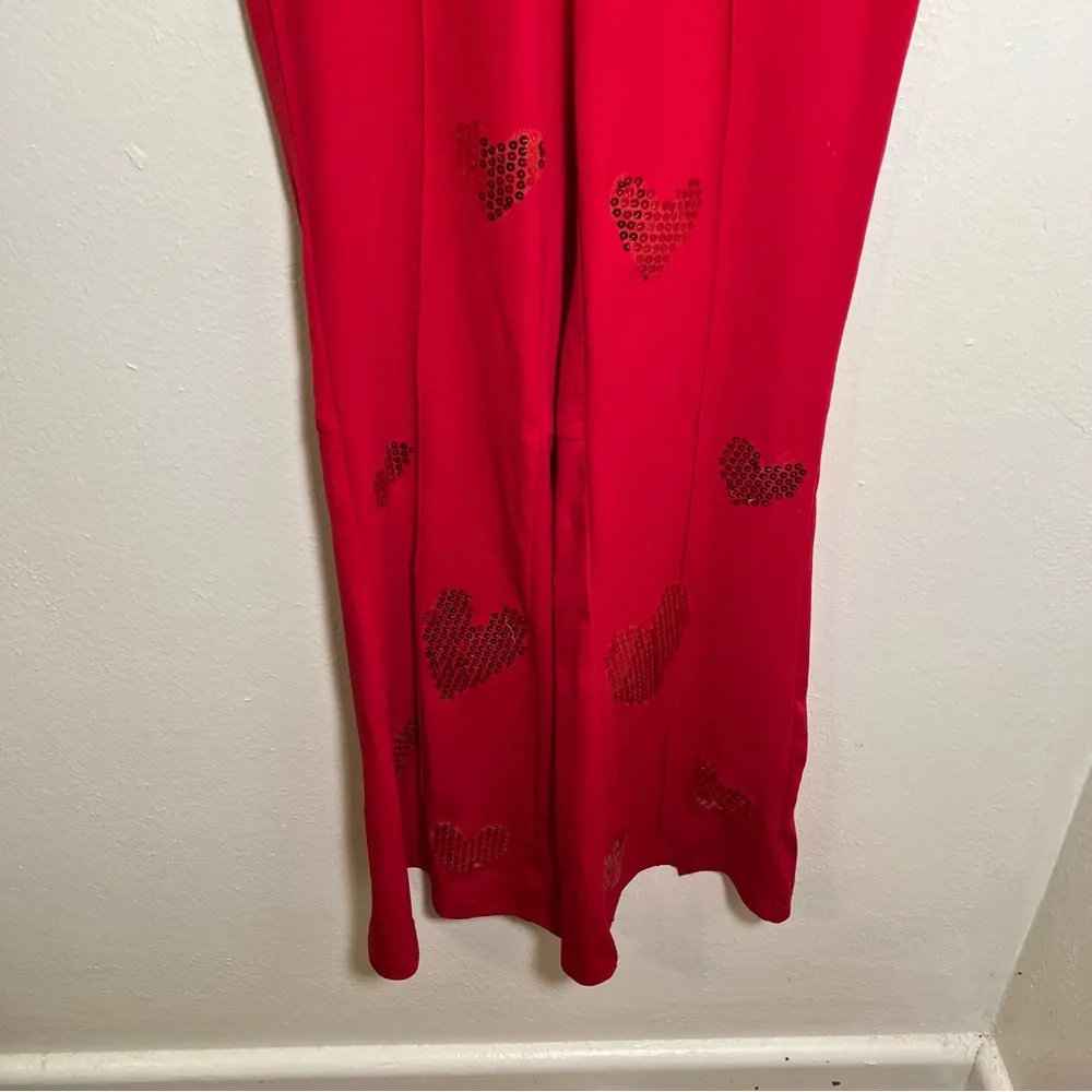 Pull On Pant Red Sequin Hearts Slit Back Hem - Image 3