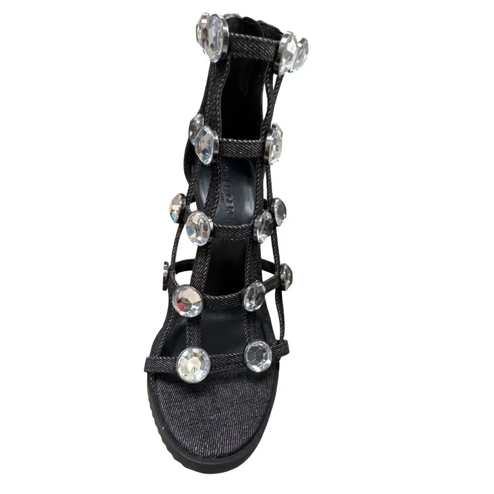 Karl Lagerfeld Paris Womens blue Rhinestone 4 inch Heels Size 7M SKU 7606 - Image 4