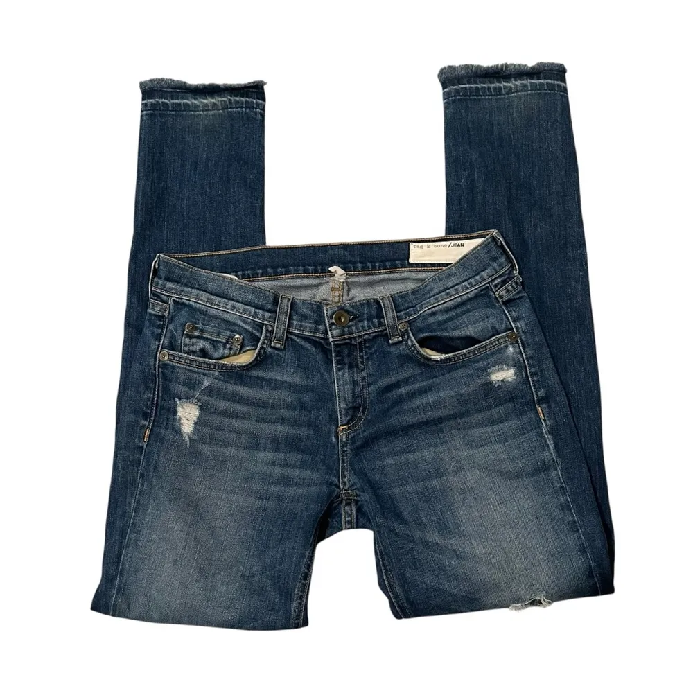 Rag & Bone Dre Distressed Low-Rise Slim Jeans in Canyon Wash, Sz 26 - Image 5