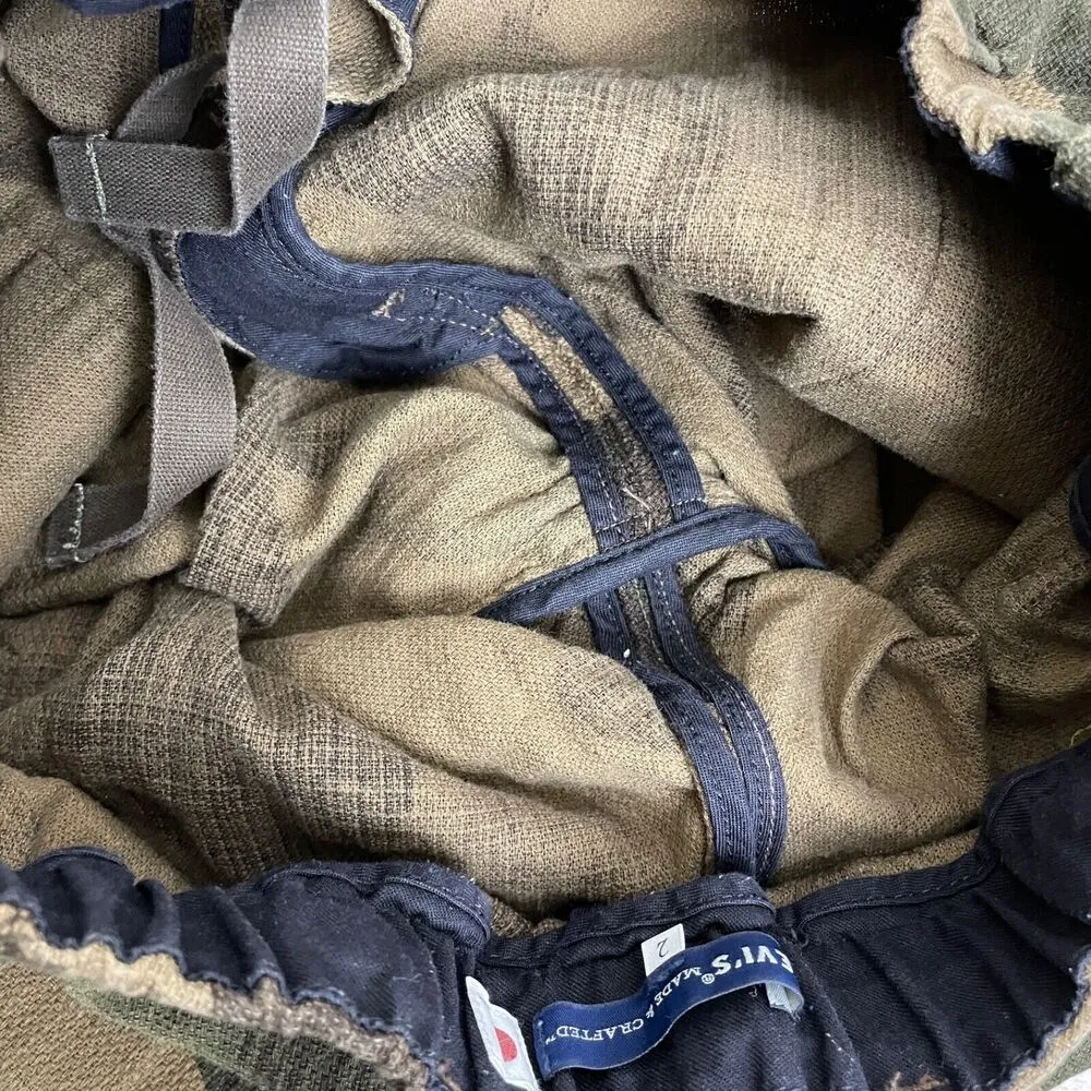 Levis Made Crafted Camo Cargo Pants Green Brown Relaxed Japan Fabric Womens 2 - Image 9