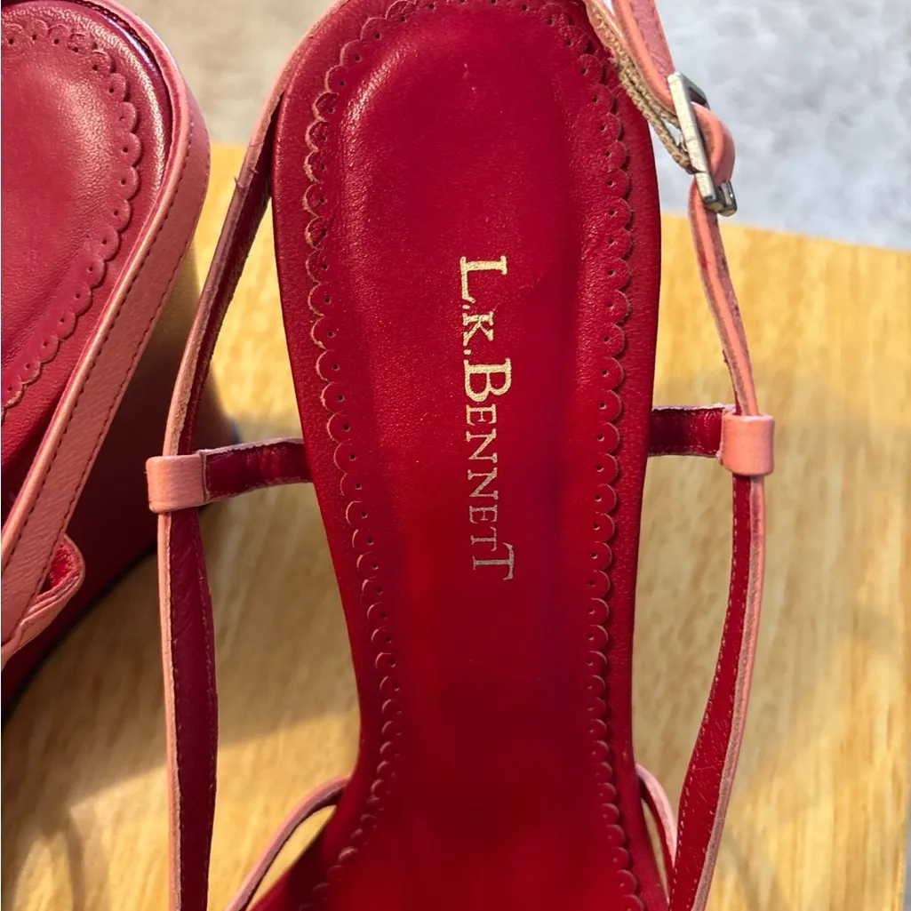 L.K. Bennett red heel red bow with sling back strap 9.5 Pink - Image 2