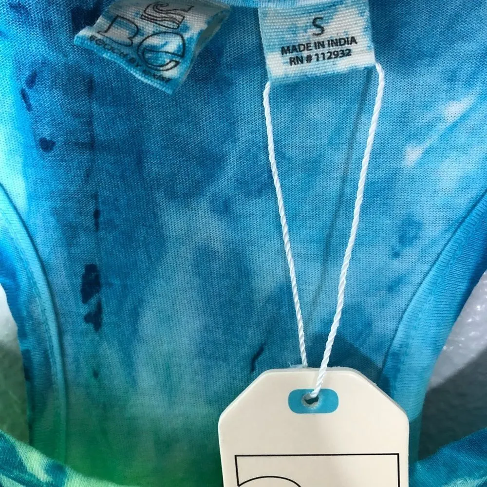 Beach by Exist Blue & Green Tie-Dye Swirl 'Key West Florida' Fringe-Hem Tank - Image 6