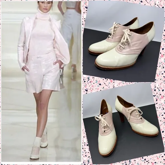 Collection derby lace tie heels, made in Italy, size 10 - Image 2