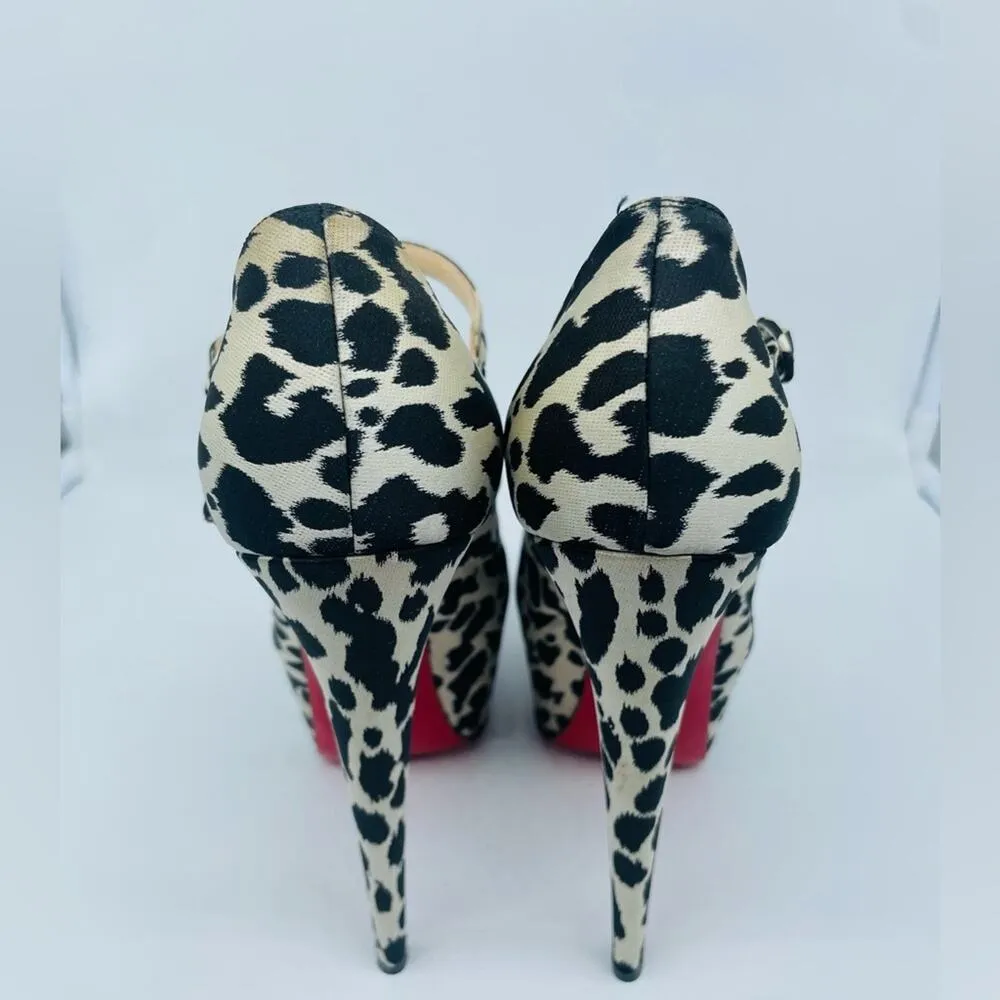 Christian Louboutin Black White Tissu Leopardino Lady Daf 160mm Pumps EU40 US 10 - Image 6