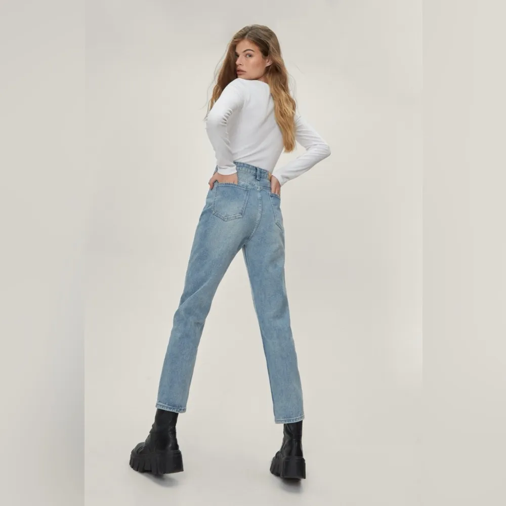 NASTY GAL Cut Out High Waisted Mom Jeans - Image 12