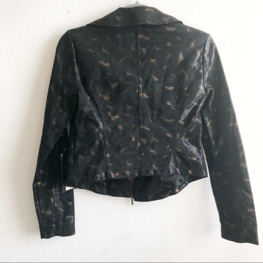 Rock & Republic Moto Jacket Baroque Deluxe Black Bronze/Gold Sz XS NWT Gift! - Image 12