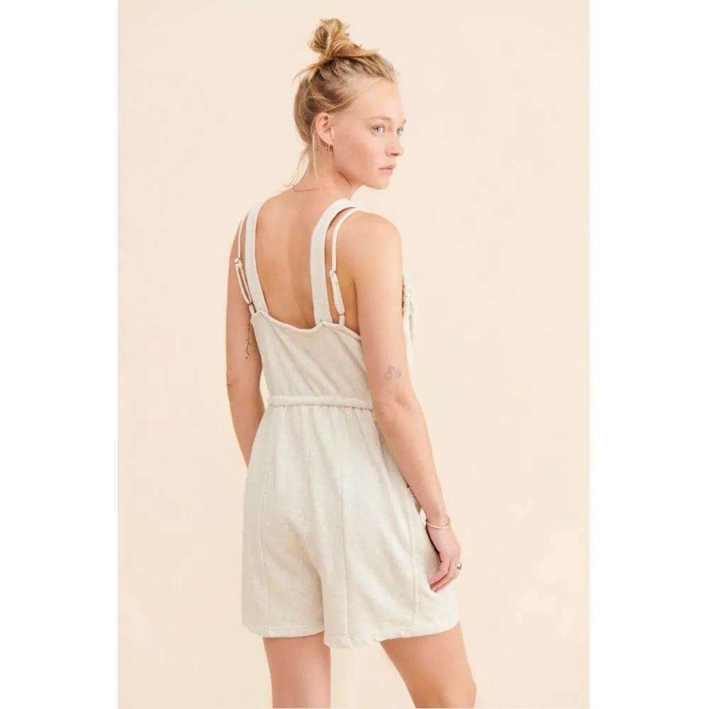 Daily Practice by Anthropologie Playa del Amore Romper Light Sand Size Small - Image 4
