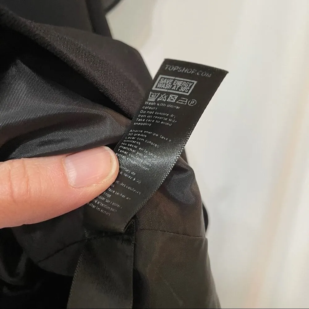 Topshop Black Ruffled Sleeve Mini Dress Womens 2 Sheer Formal Party A line - Image 7