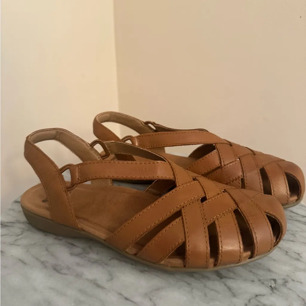 Earth Origins Berri Woven Casual Round Toe Slip On Sandals Size 10 Brown - Image 2