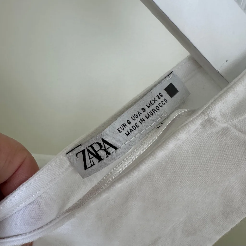 Zara Backless Cropped White T Shirt Top Size Small - Image 7