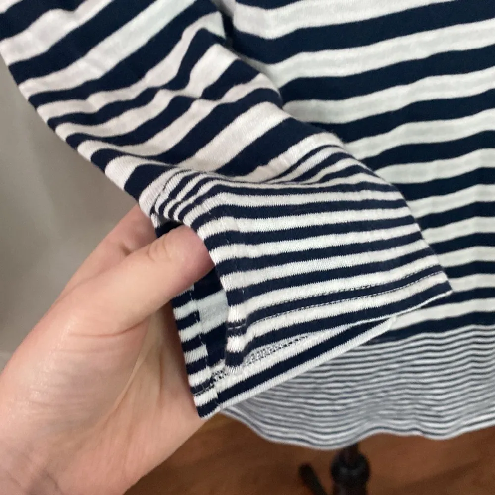 J Jill boatneck striped 3/4 sleeve cotton blend top with contrast trim size S - Image 7