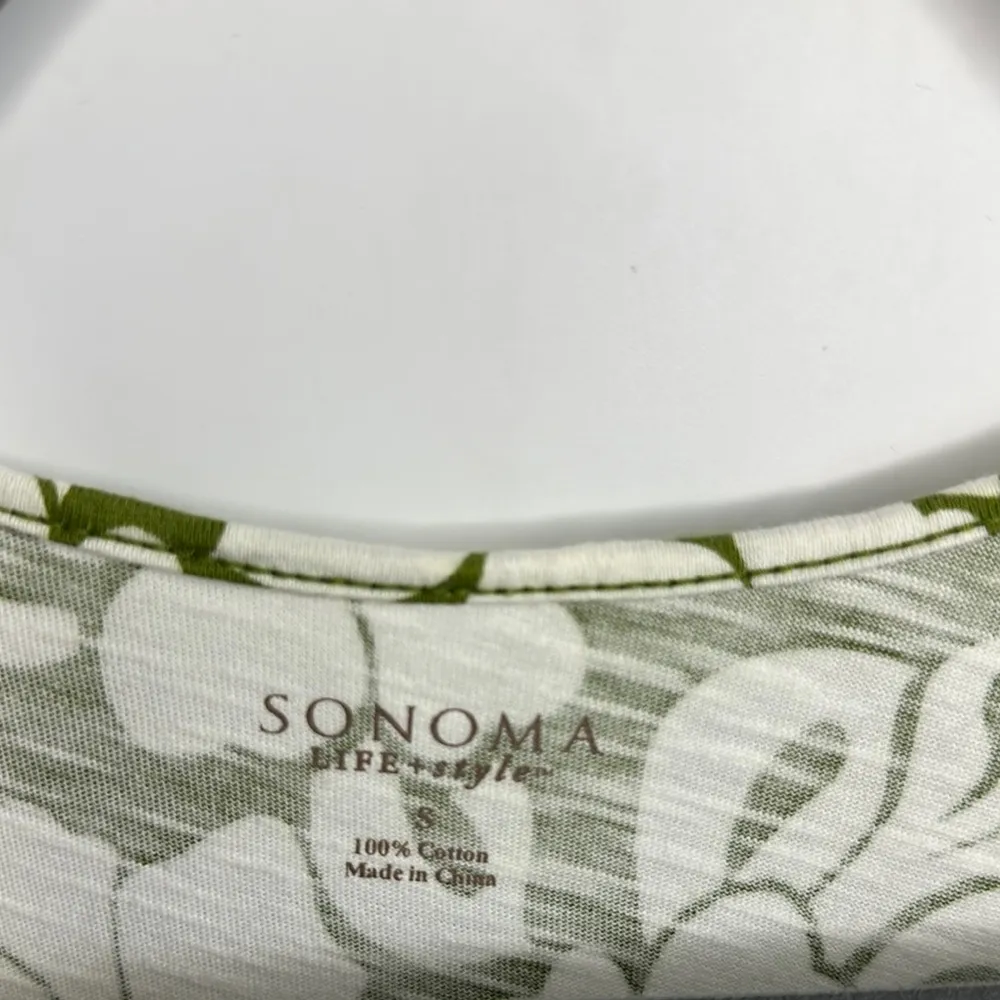 Sonoma Green and White Floral Print Dress - Image 2