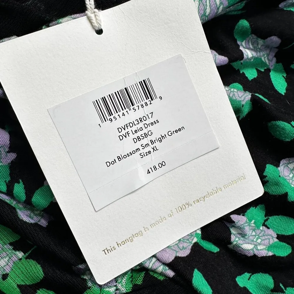 NWT DVF Leia Off-the-Shoulder Dot Blossom Mesh Stretch Ruched Midi Dress Sz XL - Image 12