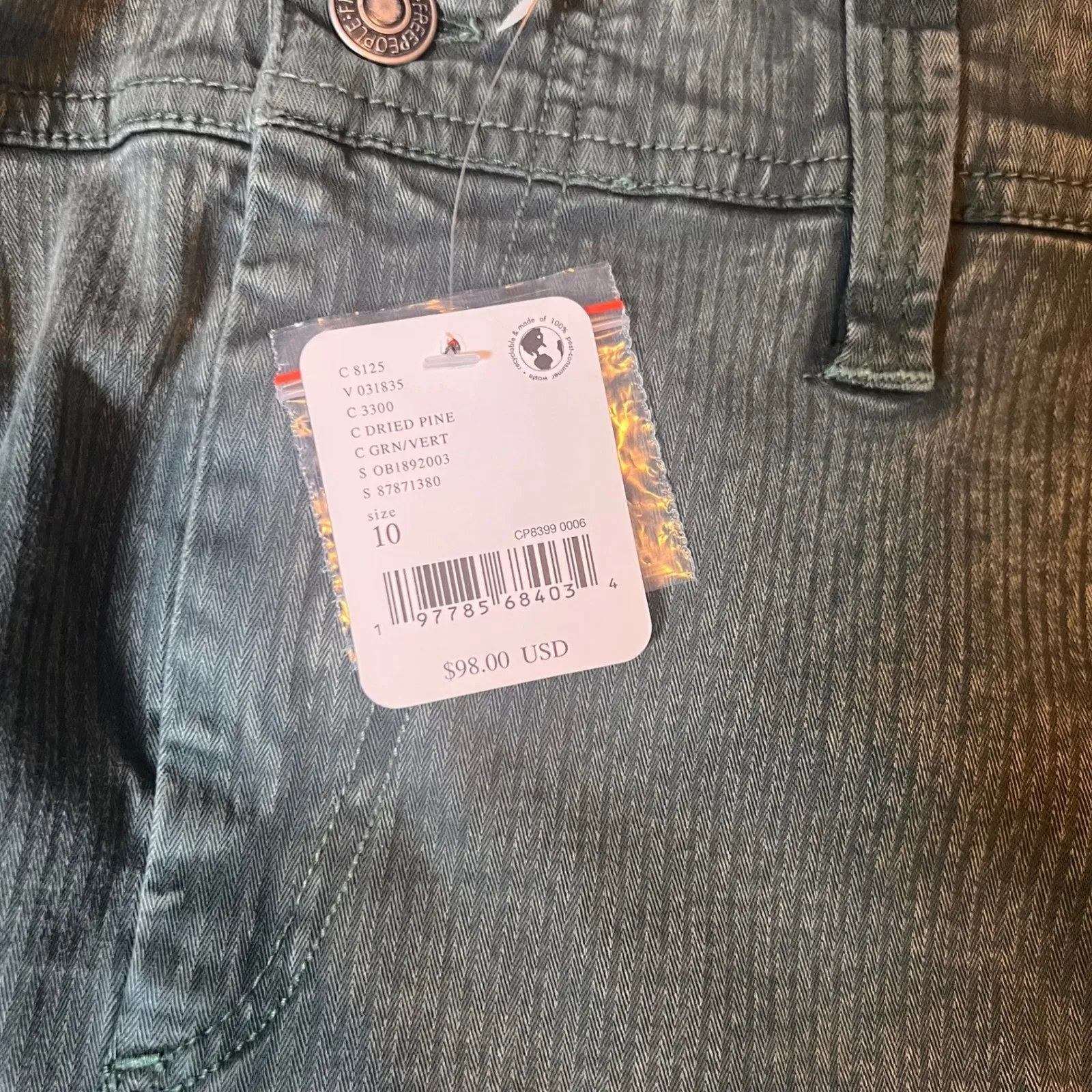 Free People Movement Women's‎ Olive Green Corduroy Shorts Size 10 - Image 3