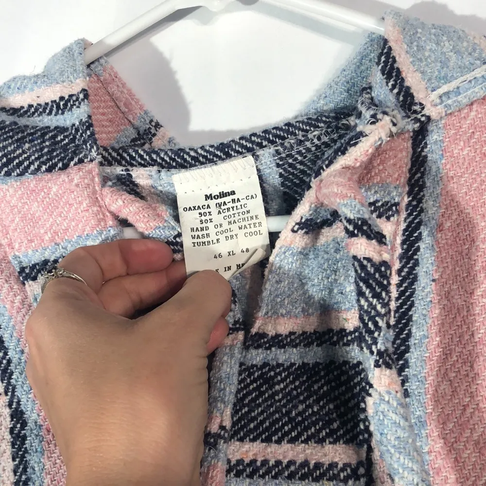 Molina Pink Blue Striped Hoodie Poncho Pullover Sweatshirt Jacket Womens XL - Image 7