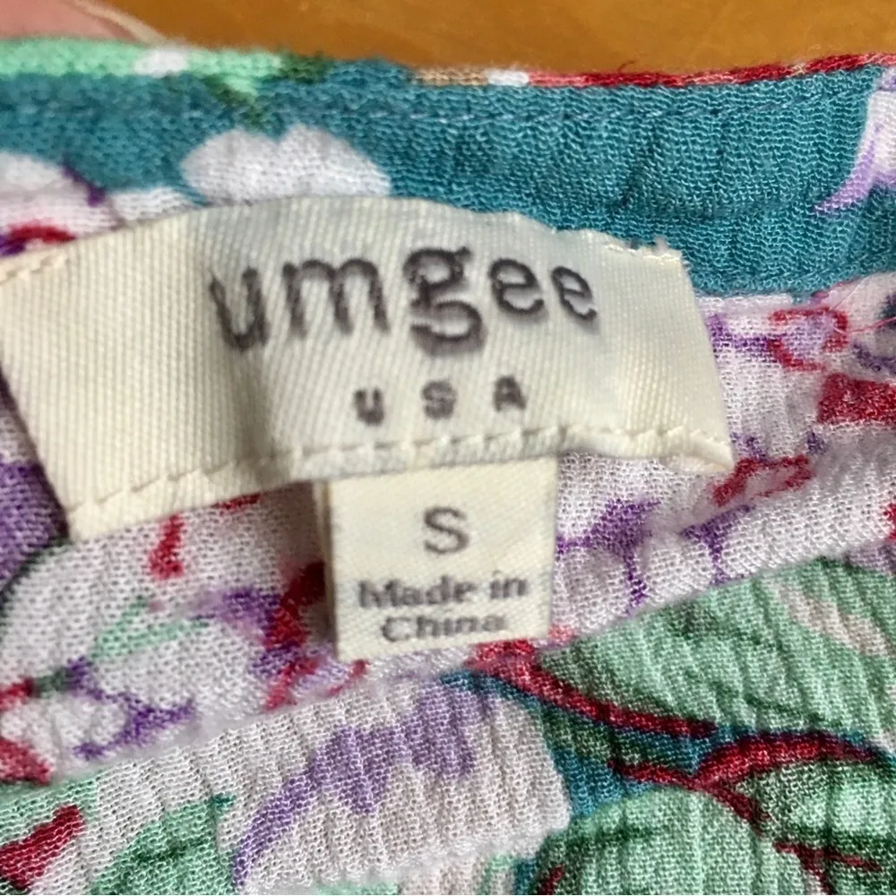 Umgee Floral, Colorful, Loose Fit, Swingy Dress, Tunic, Teal, Pink, Size S - Image 8