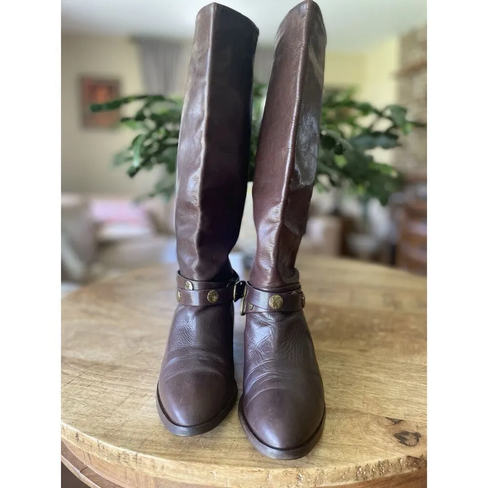 Vintage Joan & David Italian Leather Knee-High Boots – Brown, Size US 6 / EU 36 - Image 2