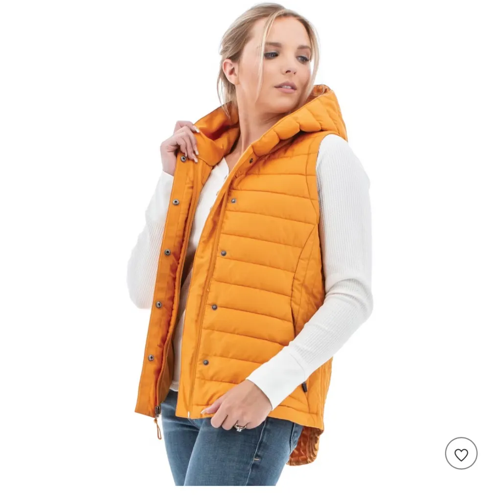 Aventura Yam Orange Quilted Hooded Soltex Vest. Fair Trade Certified. NWT Size M - Image 3