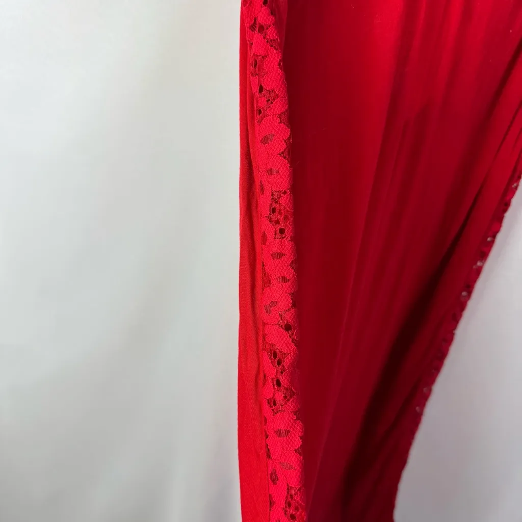 Victoria's Secret Bright Red Lace Side Pajama Slip Dress M - Image 4