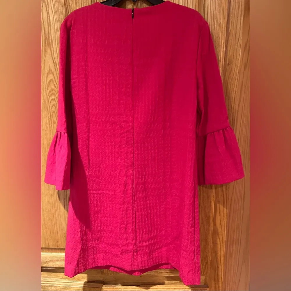 ZARA Women's Fuchsia Pink Textured Holiday Mini Dress with Tulip Sleeves Size XS - Image 11