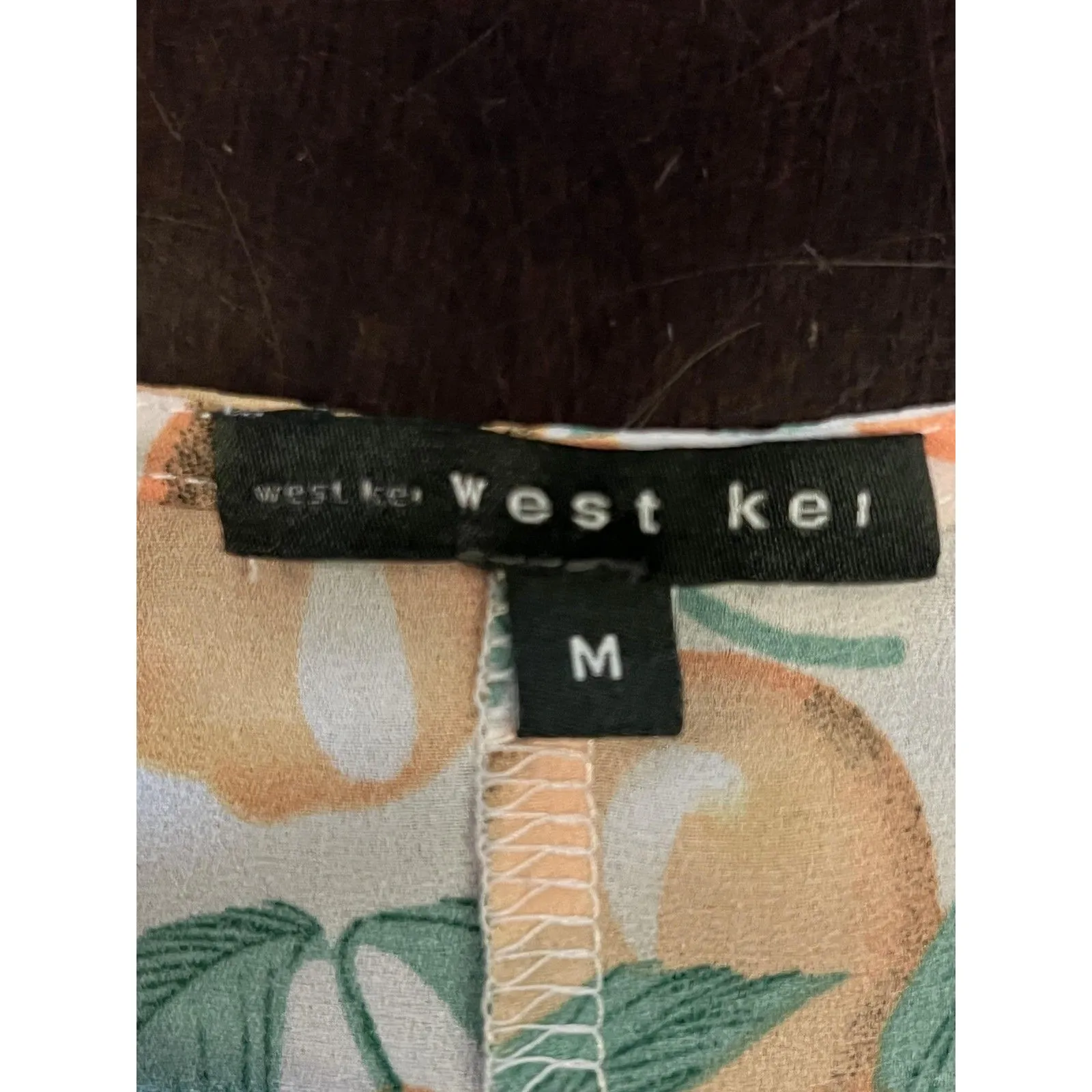 West Kei Shirt Womens Medium Lemon Print White V Neck Twist Front Blouse - Image 5