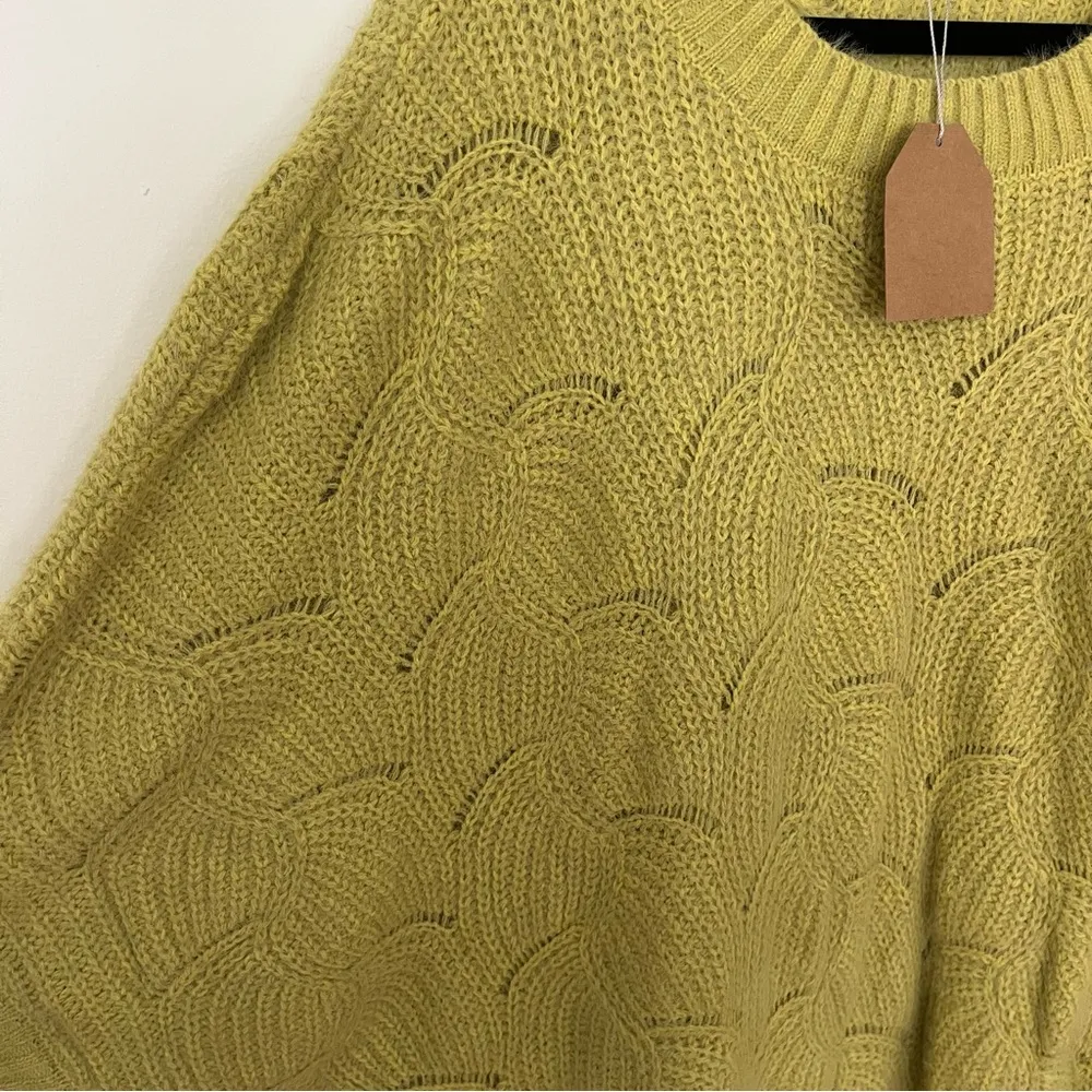 Kori American Plus Xl  green mustard yellow oversized cable knit sweater - Image 5