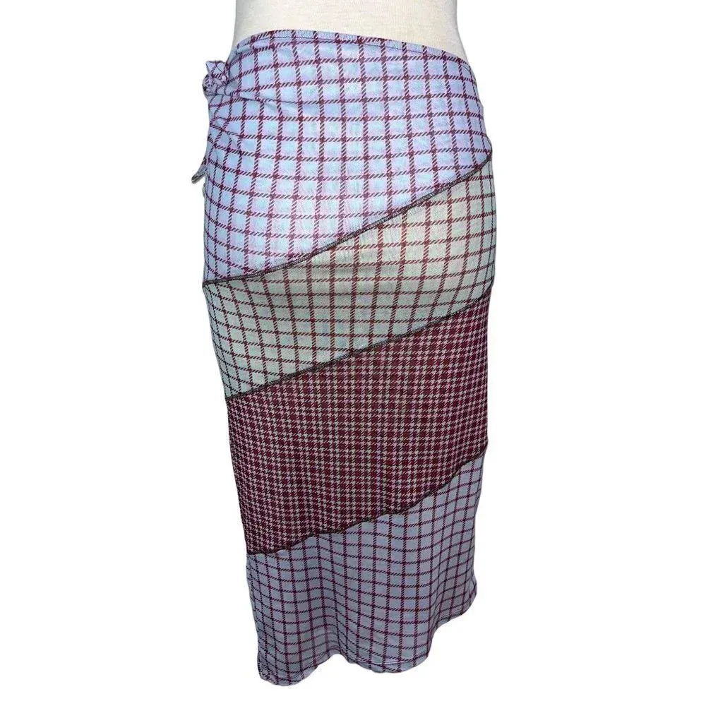 MIAOU Sienna Skirt in Bristol Plaid Small New Womens Sheer Midi Mesh Red - Image 7