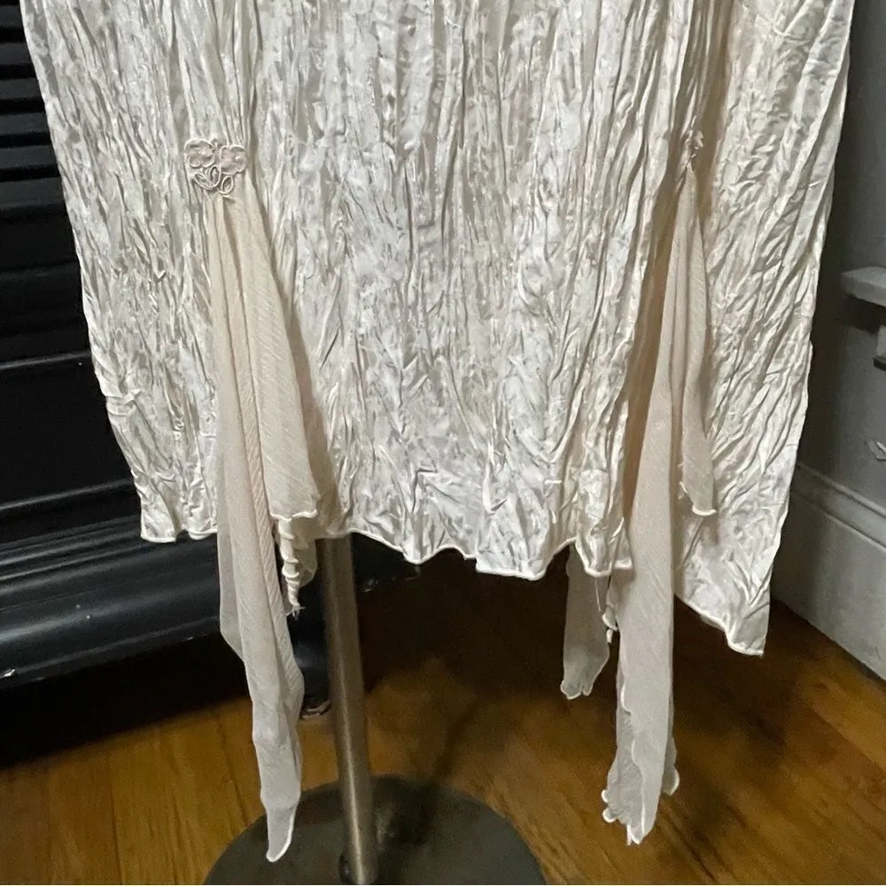 Lee Andersen Romantic Silk Slip Crinkle Dress Fairy Whimsy Goth Art‎ To Wear S - Image 3