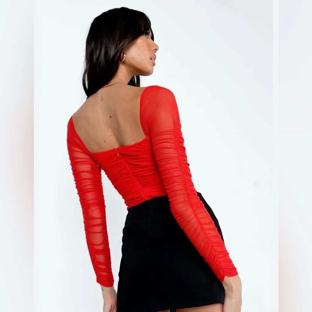 NWT Princess Polly Delany Bodysuit in red, Size 12 - Image 2