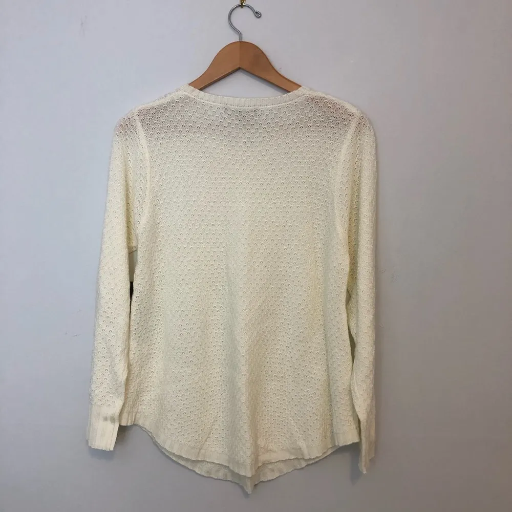 N Touch Sheer Cable Knit Sweater White Size M - Image 2