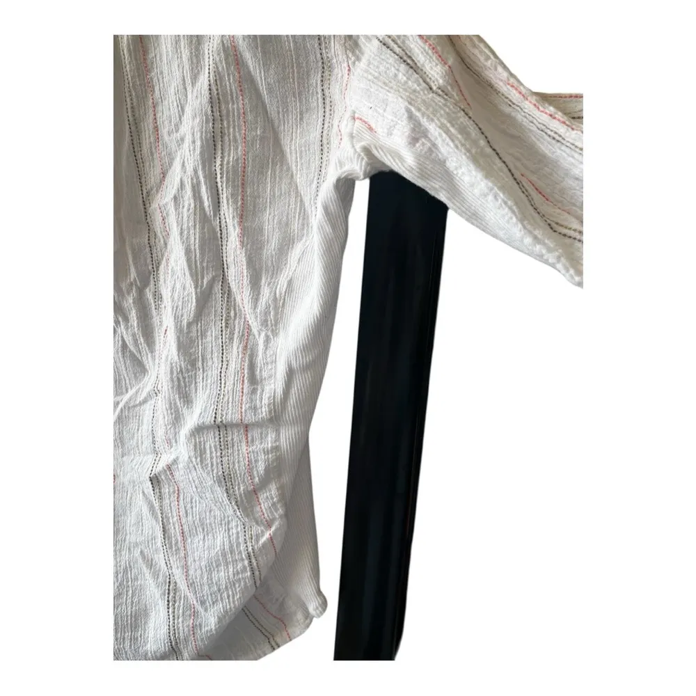 Eden & Olivia White Relaxed Button Down Shirt 3/4 Sleeve - Image 6