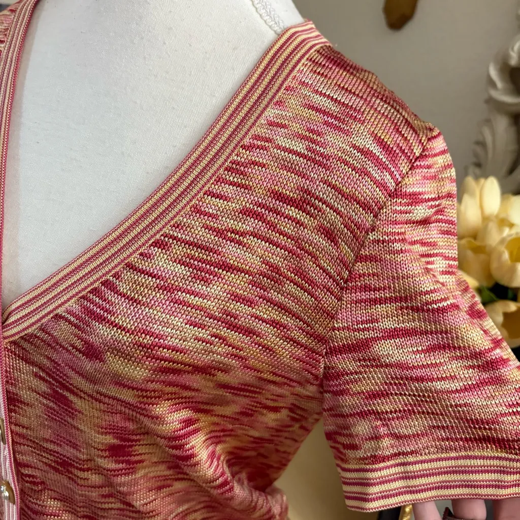 ST JOHN BUtton Down Short Sleeve Sweater‎ Size Small - Image 3