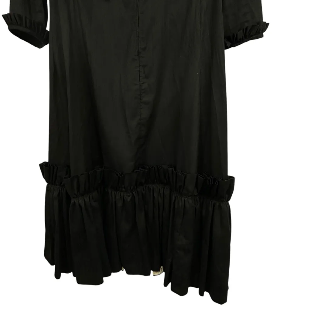 1950s Vintage Black Ruffle Midi Dress Handmade by Saks Fifth Avenue Seamstress Size 8 - Image 10